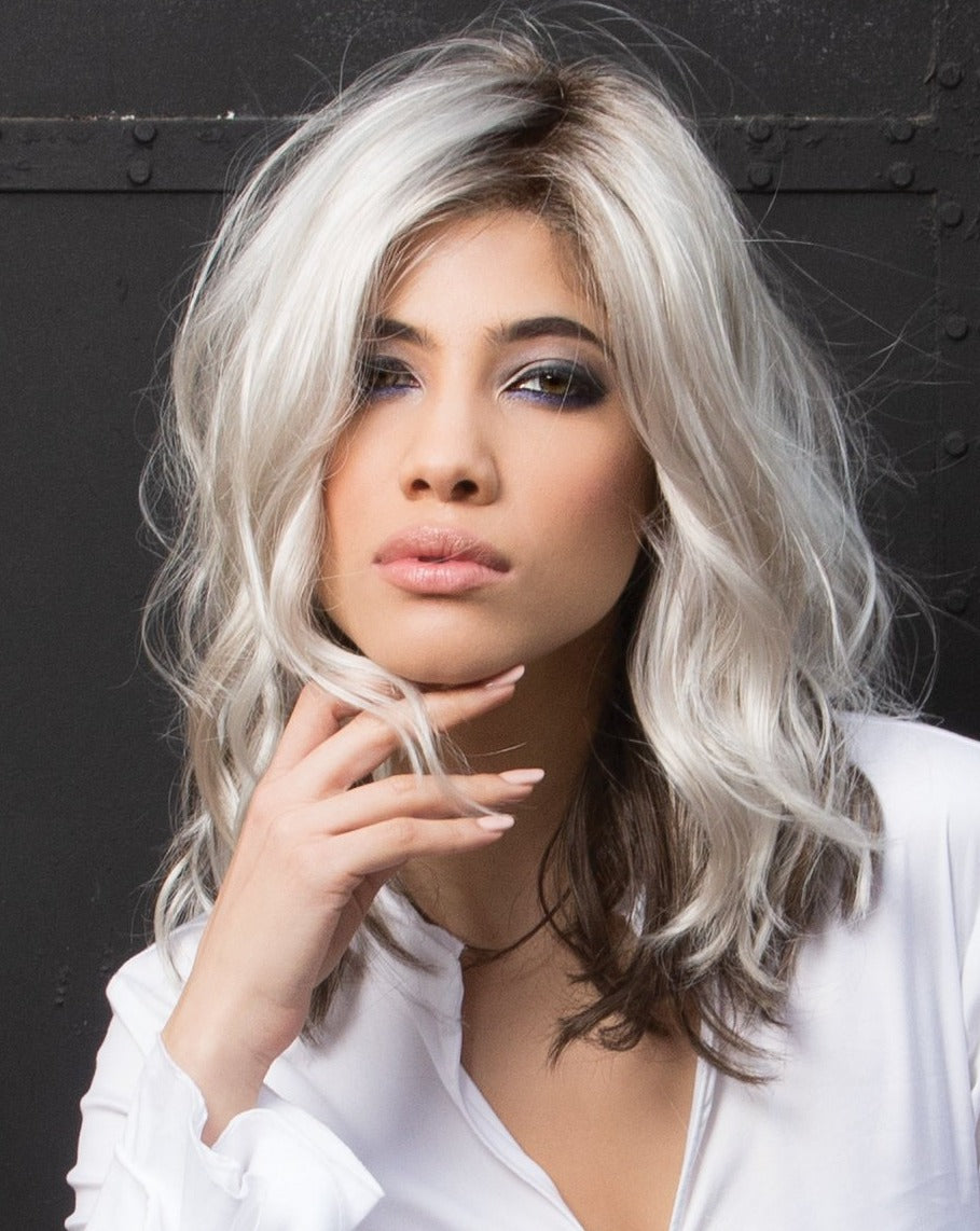 Estetica Designs Avalon wavy synthetic wig Icy Shadow